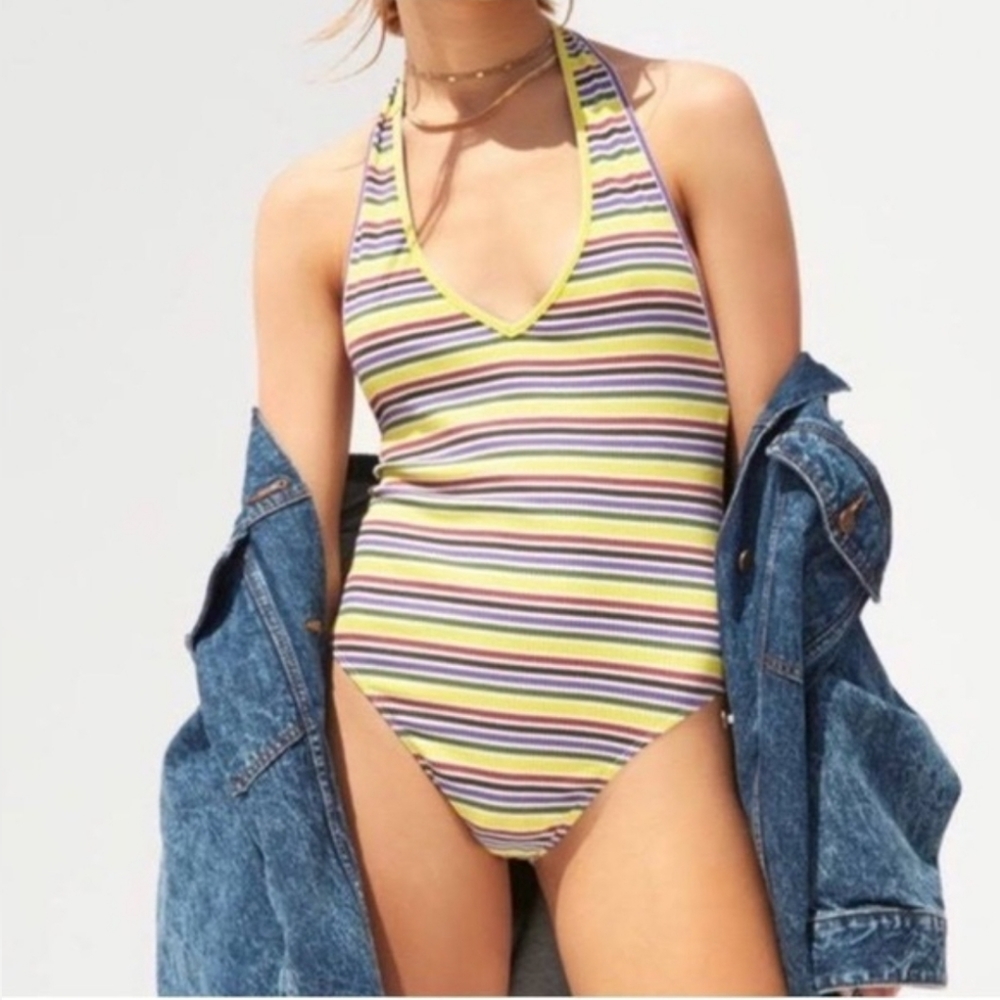 Urban Outfitters Striped Halter Bodysuit